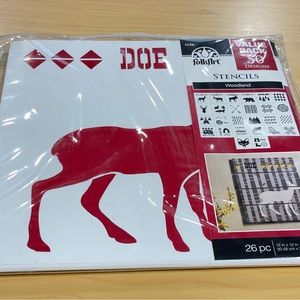 Plaid FolkArt Stencils Value Pack Woodland 50 designs 26pc 12x12in New.